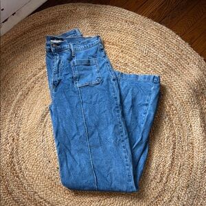Vibrant Blue Straight Jeans Classic Denim